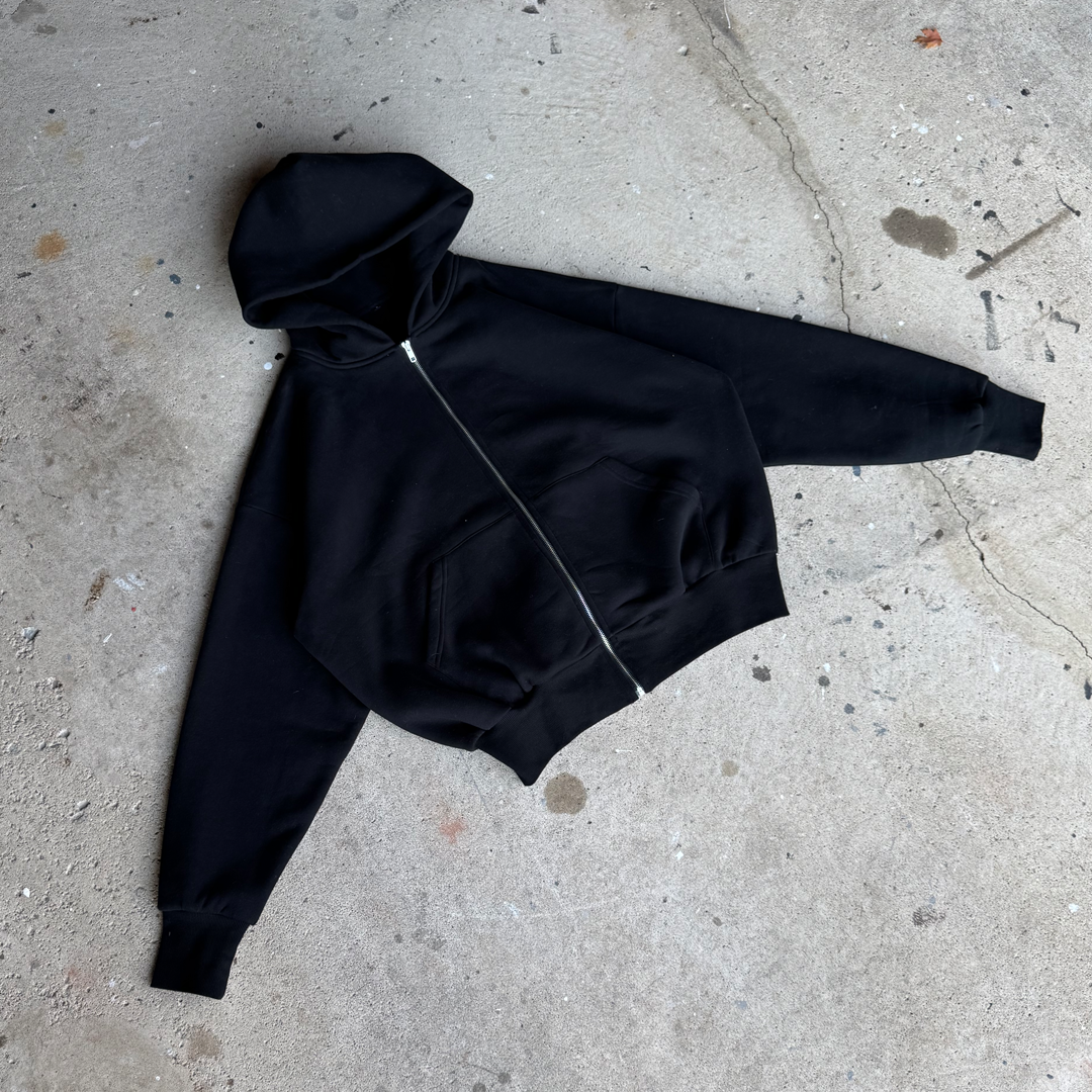 Black Cropped Zip Up
