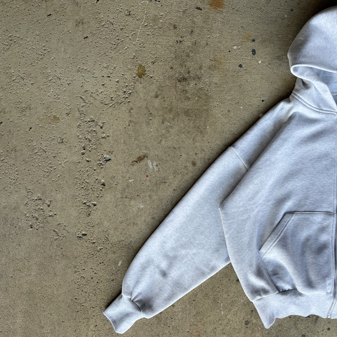 Light Grey Cropped Zip Up
