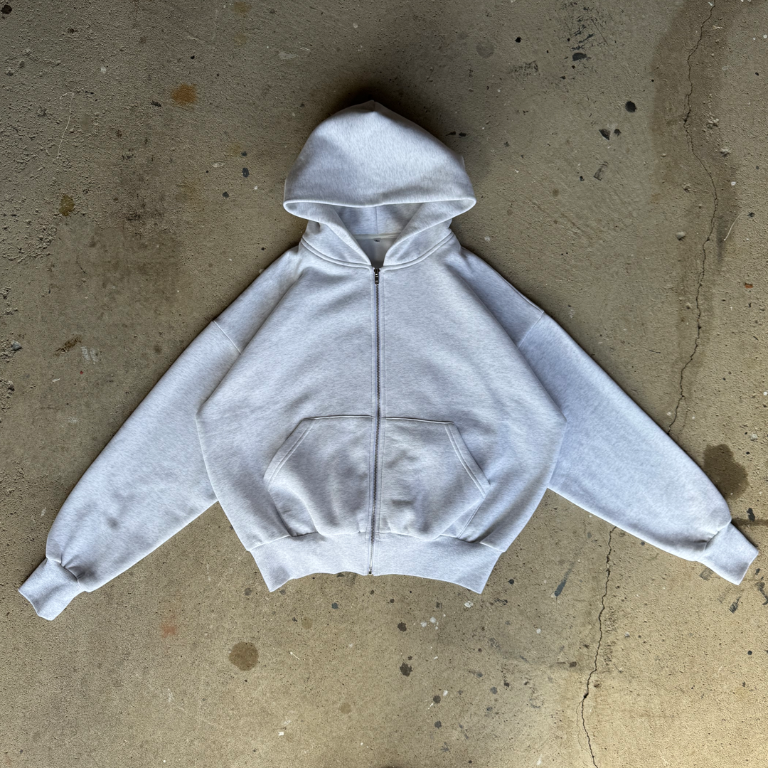 Light Grey Cropped Zip Up