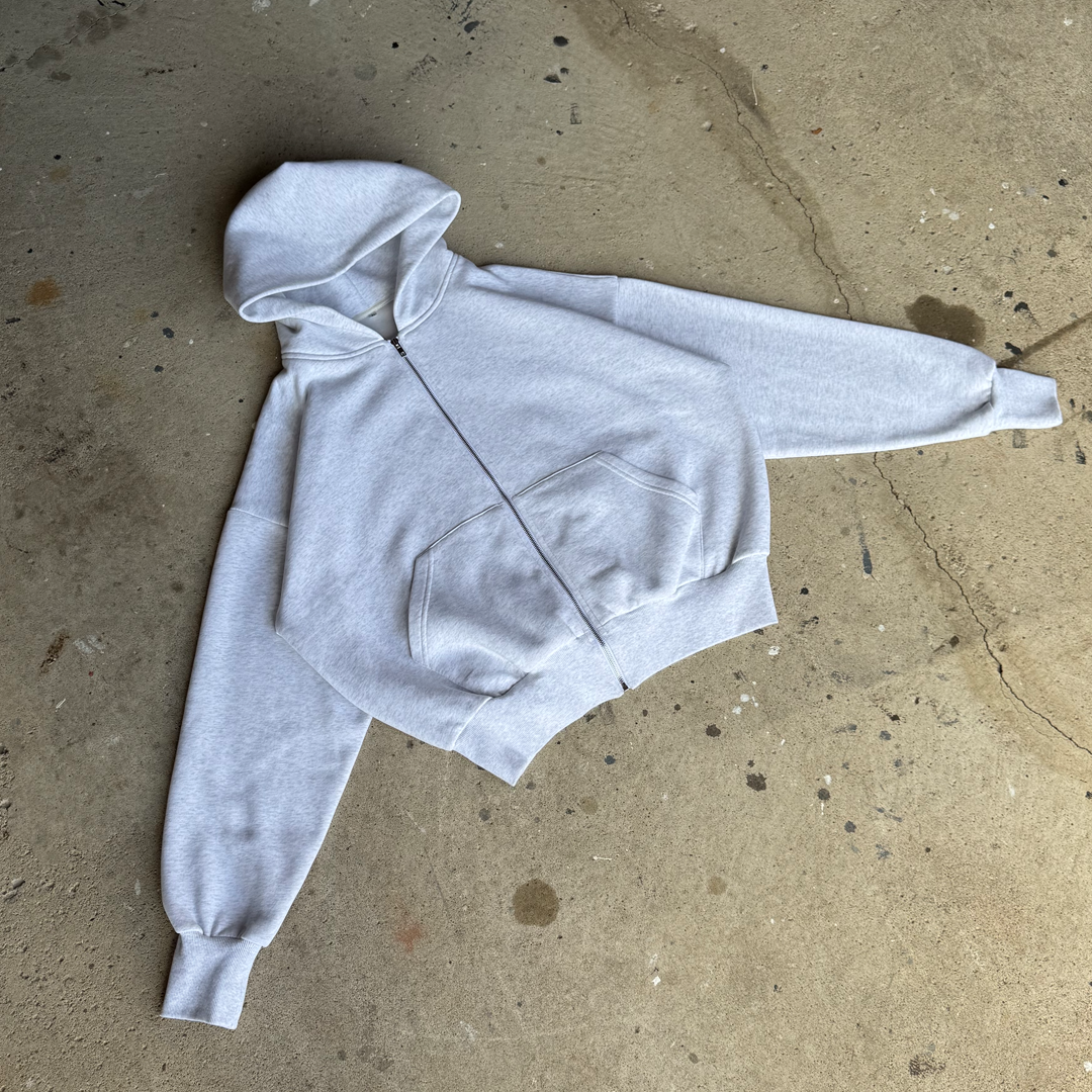 Light Grey Cropped Zip Up