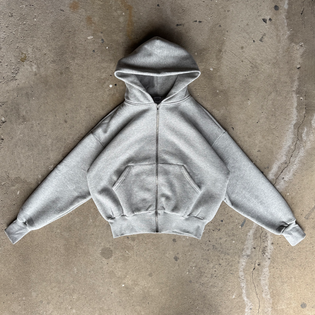 Heather Grey Cropped Zip Up