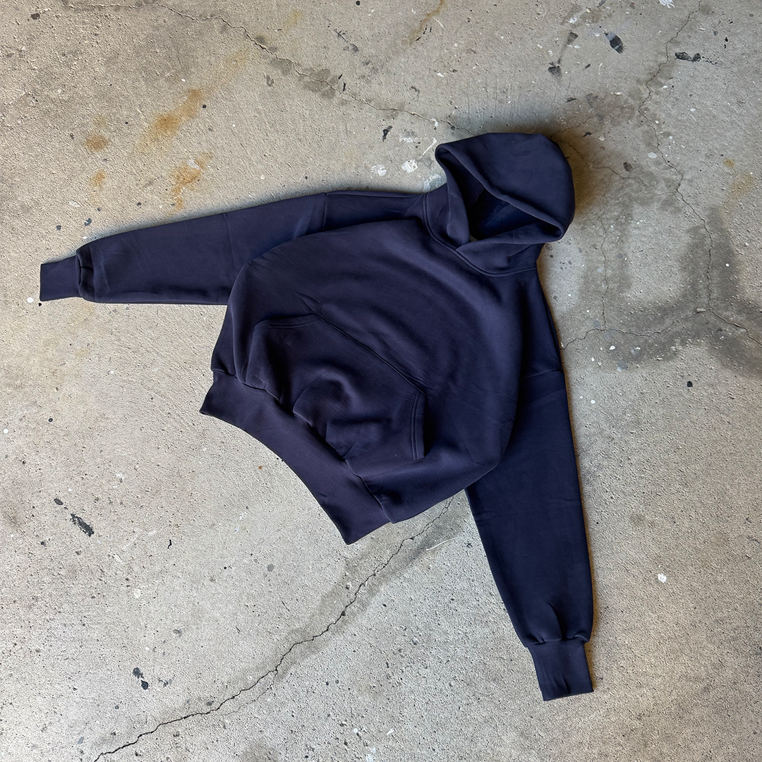 Navy Blue Cropped Hoodie