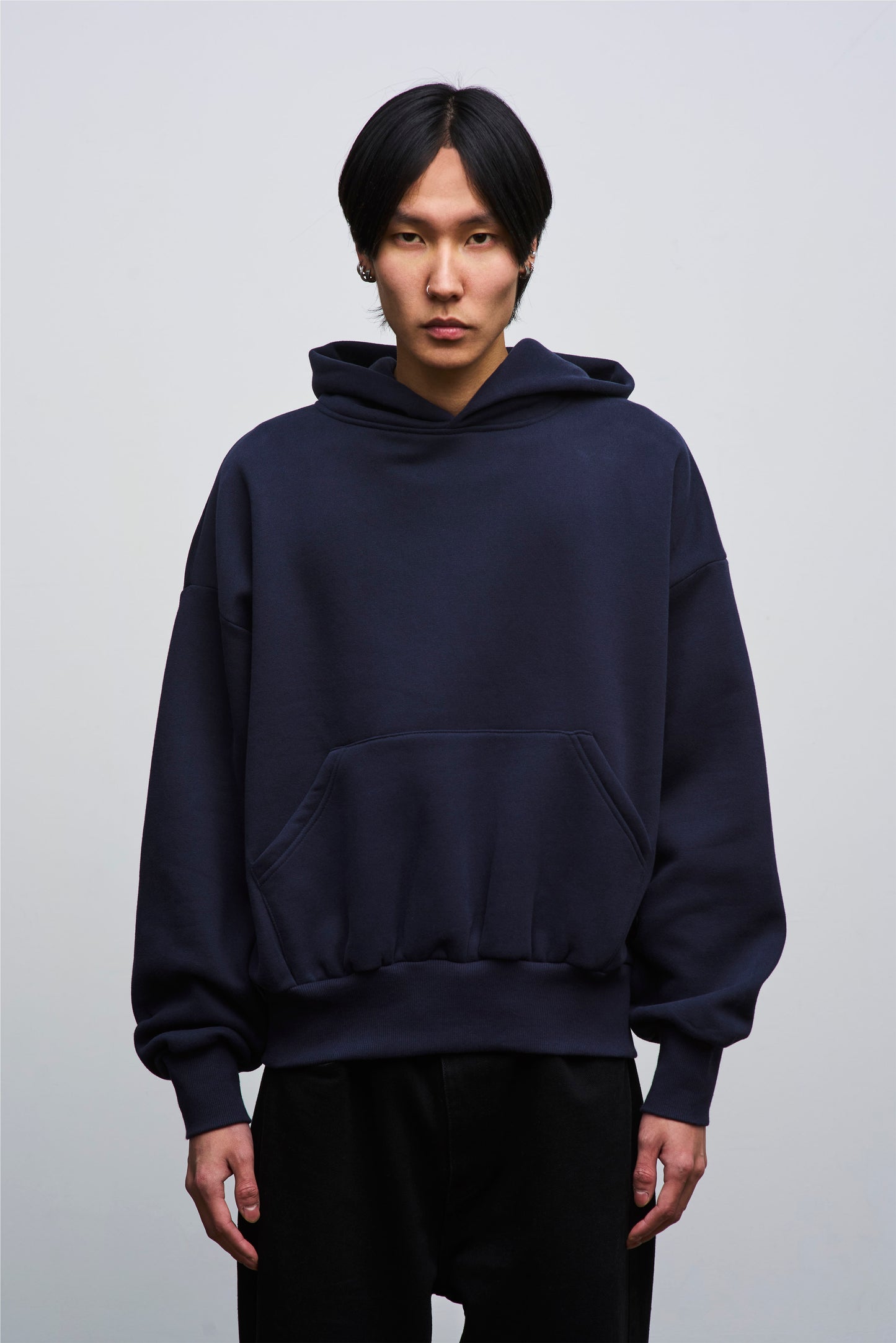 Navy Blue Cropped Hoodie