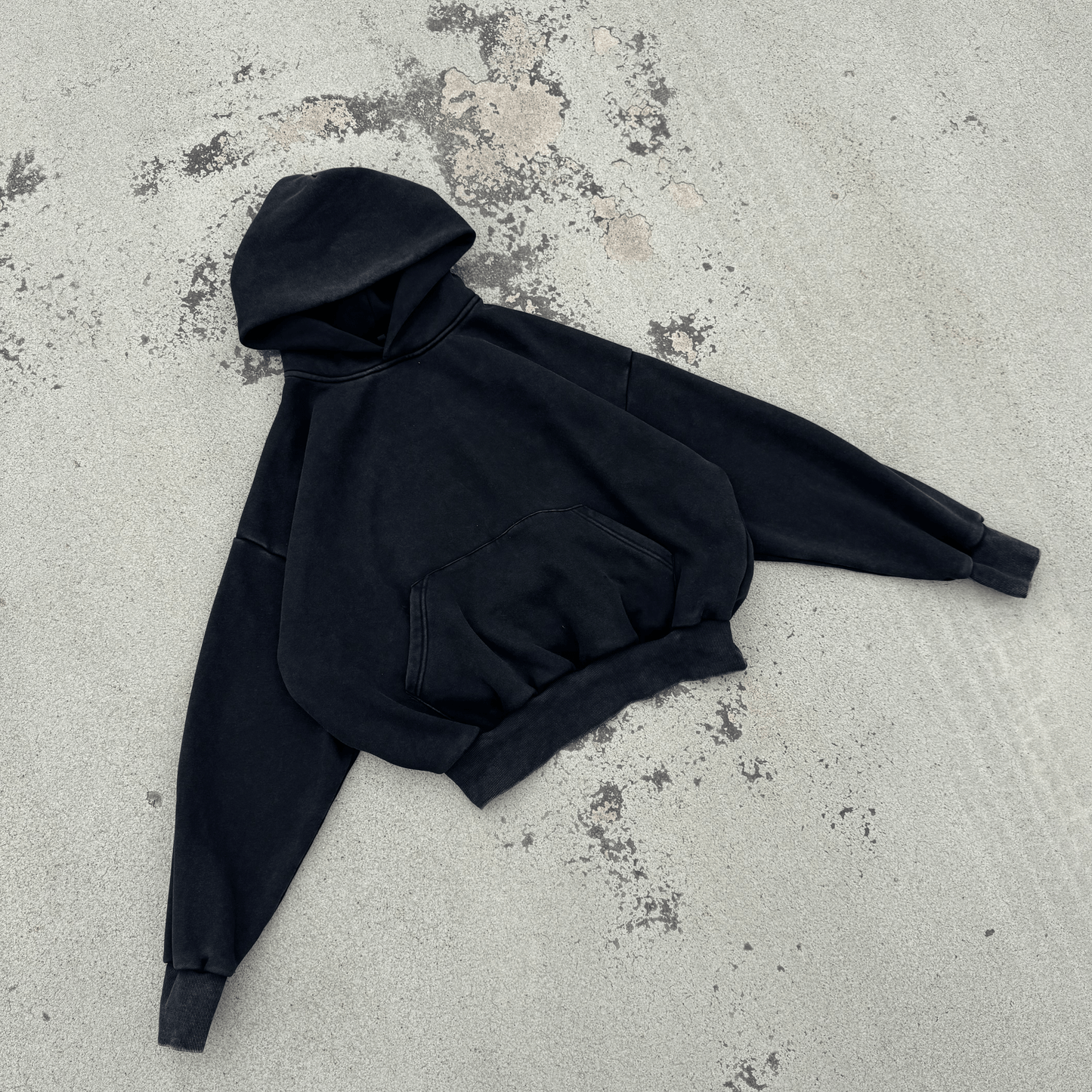 Washed Black Cropped Hoodie