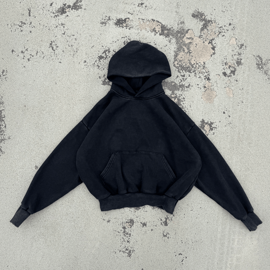 Washed Black Cropped Hoodie