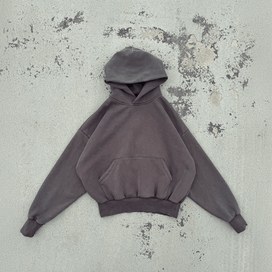 Washed Brown Cropped Hoodie