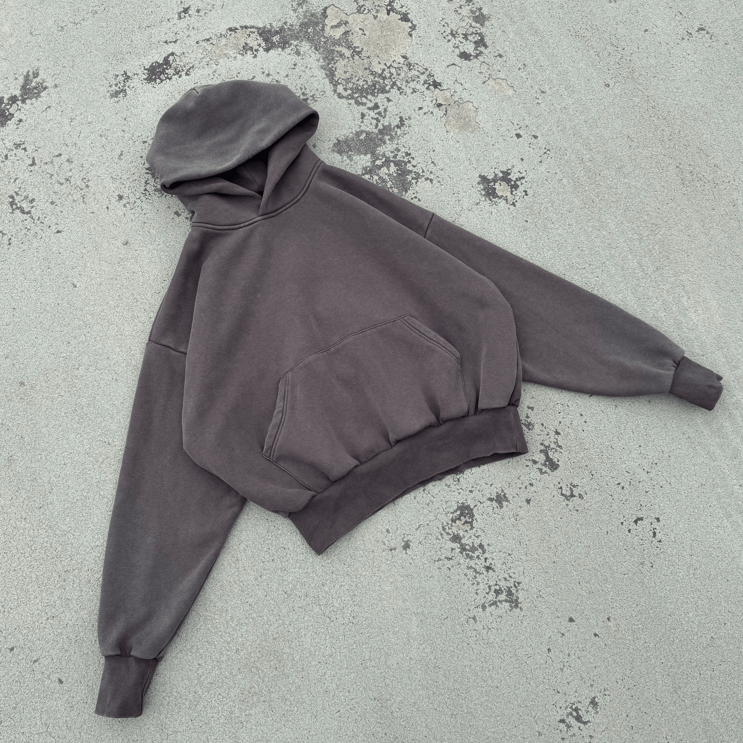 Washed Brown Cropped Hoodie