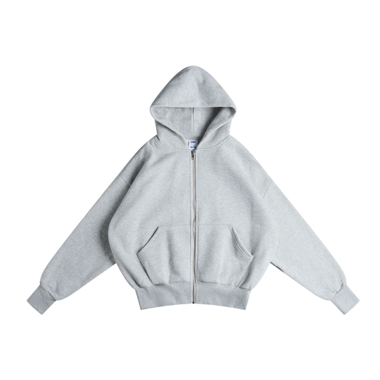 Heather Grey Cropped Zip Up