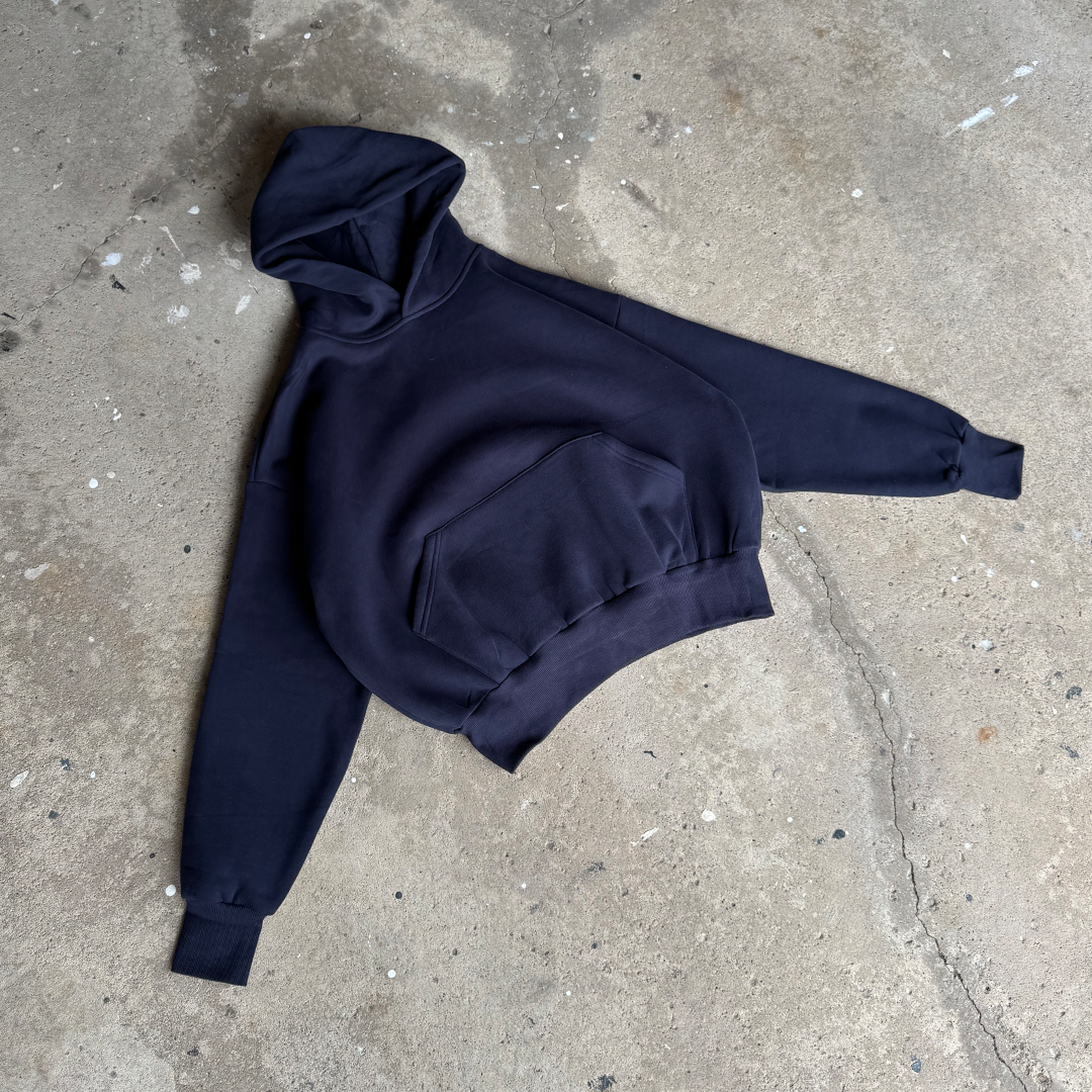 Navy Blue Cropped Hoodie