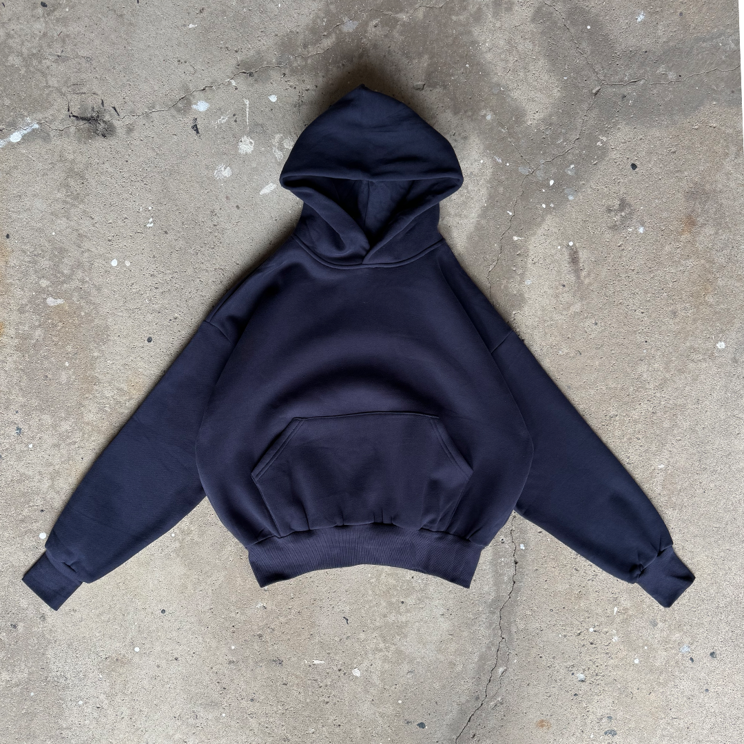 Navy Blue Cropped Hoodie