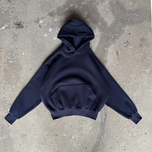 Navy Blue Cropped Hoodie