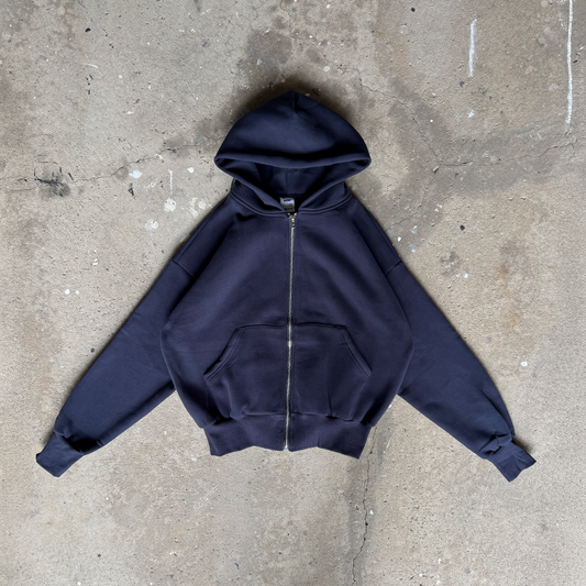 Navy Cropped Zip Up