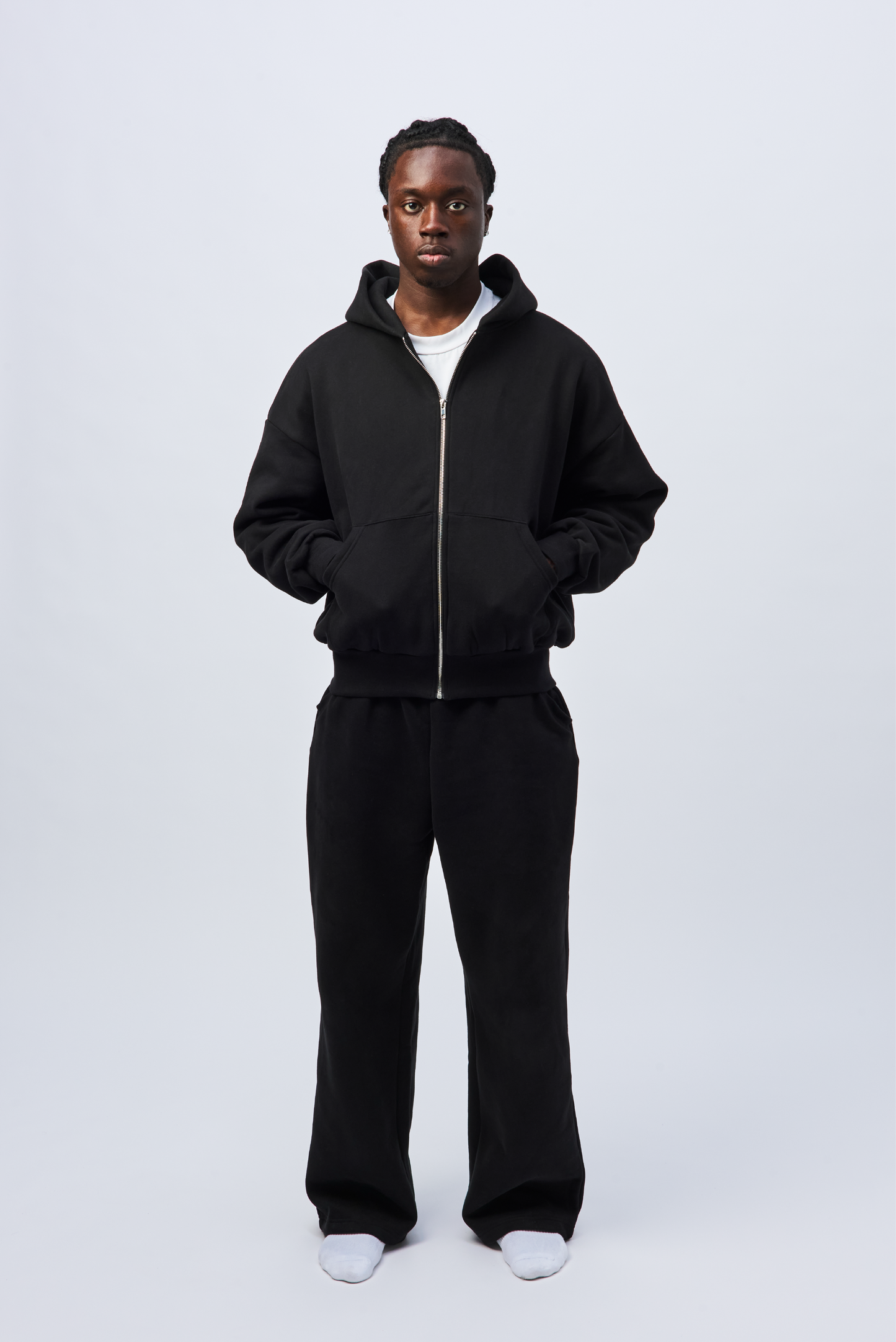 Black Cropped Zip Up